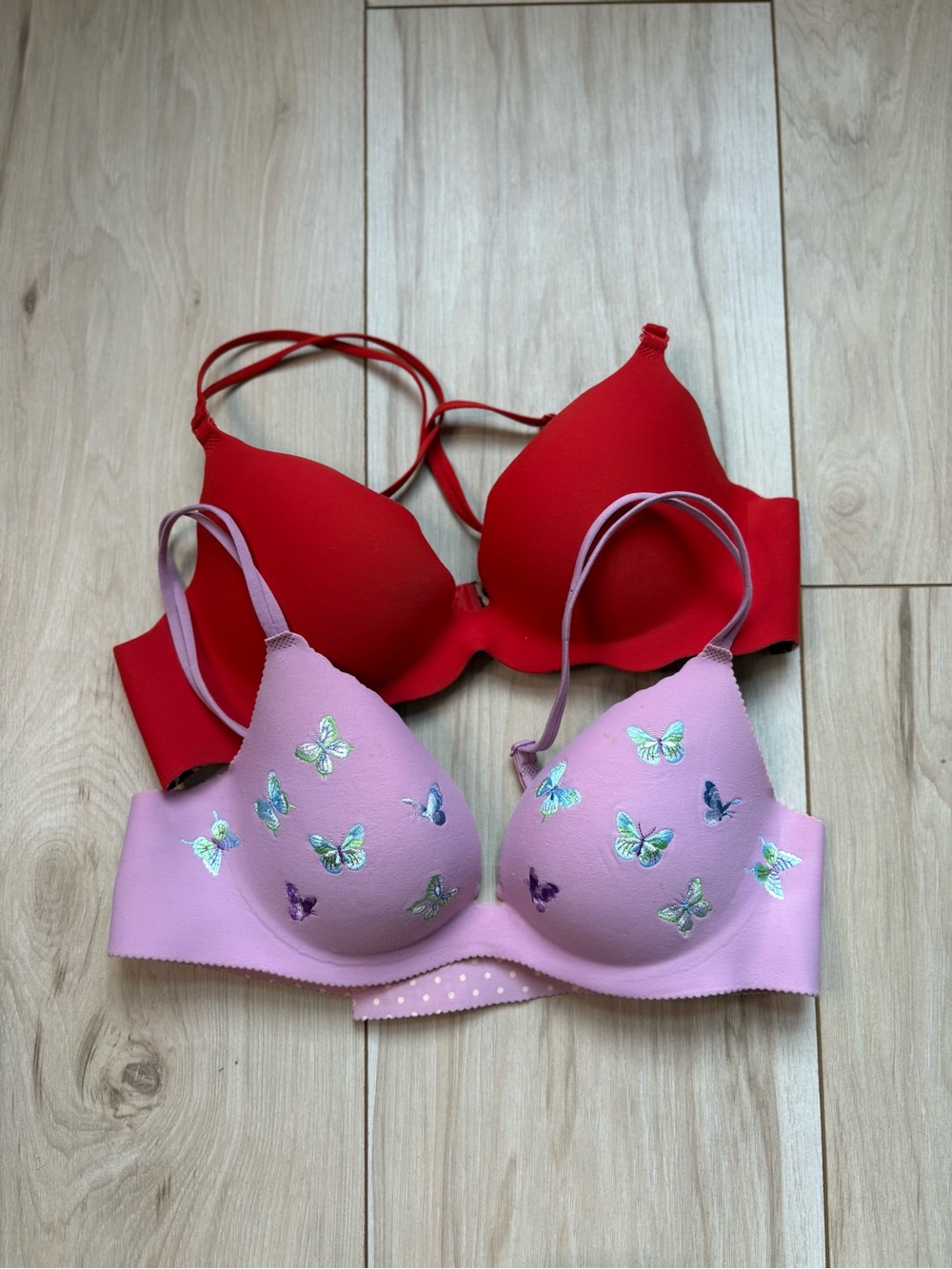 Victoria’s Secret 34A Bra Bundle Red Push Up Butterfly 2 Pack